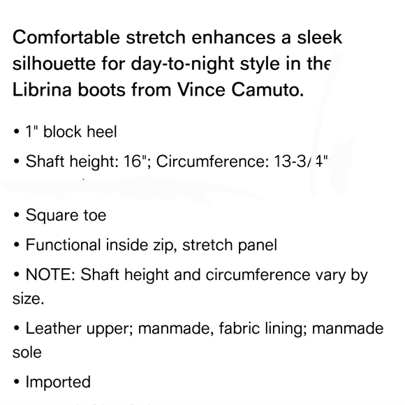 Vince Camuto Librina Elegant Black Leather Knee-High Boots Sz 7.5 New Ret $229 - Picture 14 of 14